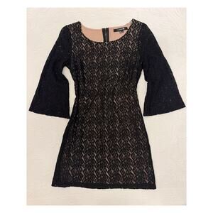 Forever 21 Black Lace Mini Dress Womens S Whimsigoth Boho Fairy Grunge Witchy